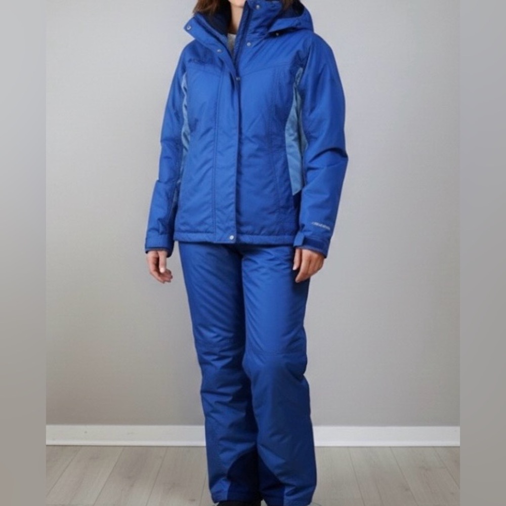 Vintage Columbia 3-Piece Snowsuit Set Women’s Small Blue Ski Jacket Pants Fleece